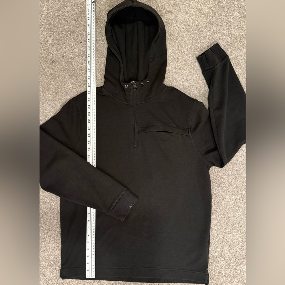 Banana Republic Men’s L Black Moisture-Wicking 1/4 Zip Hoodie Pullover - Picture 5 of 12